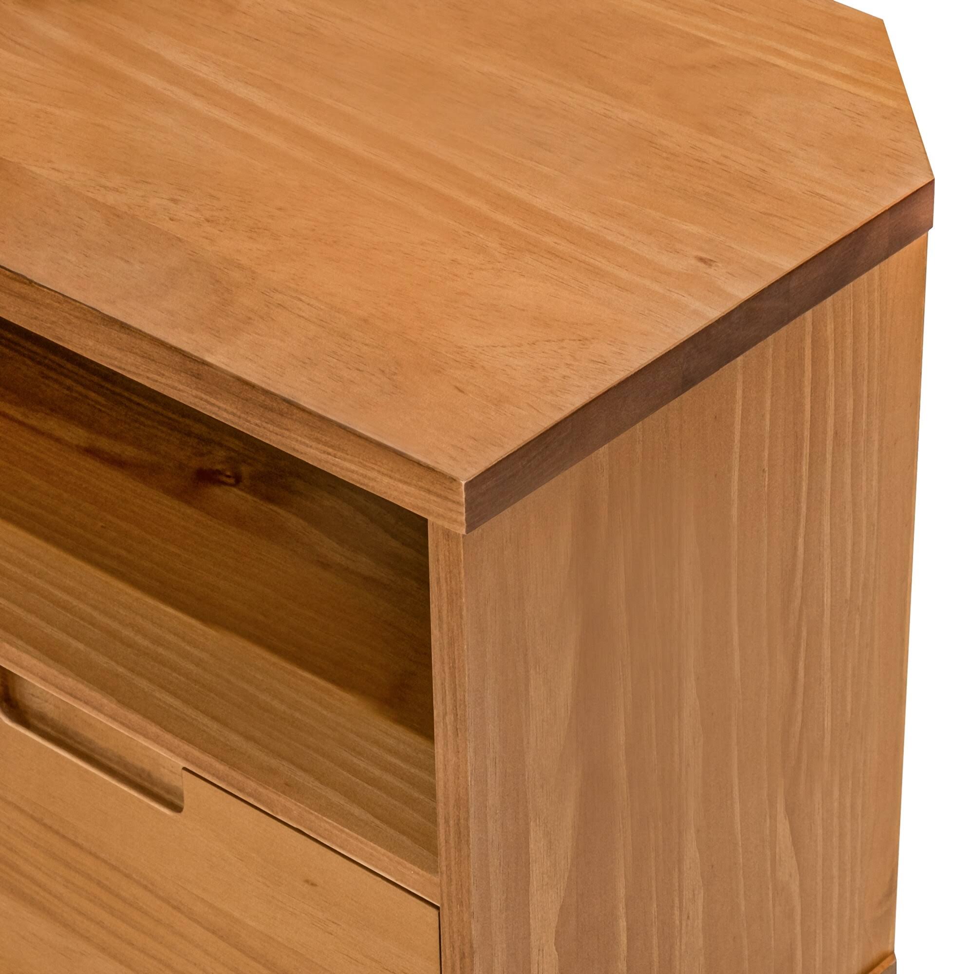 Walnut Mid-Century Corner TV Console F439