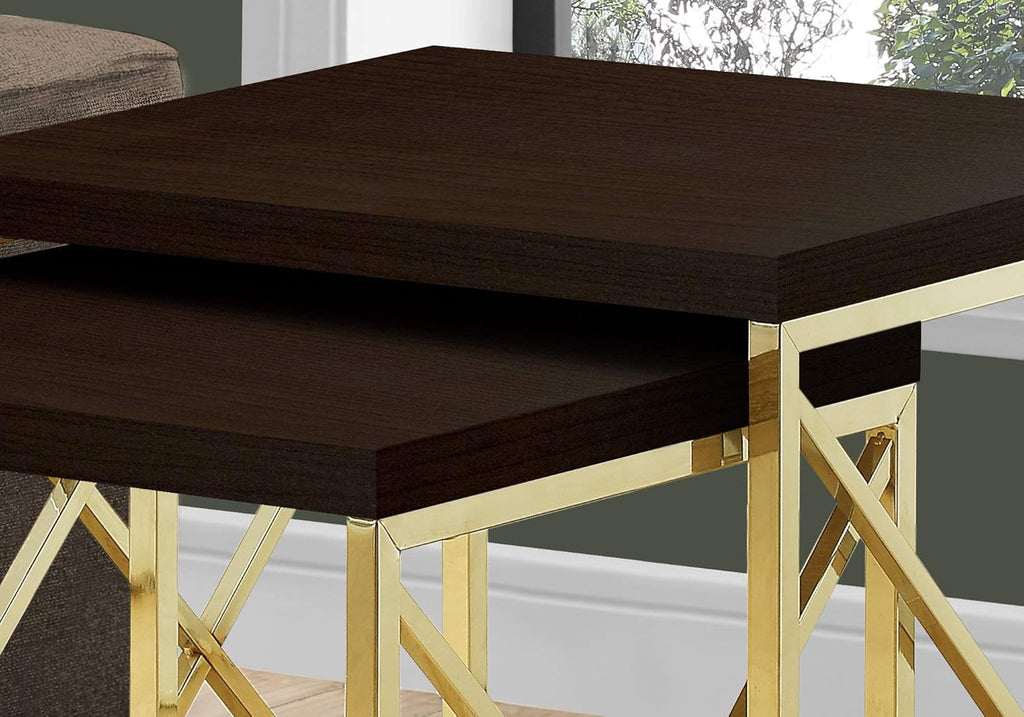 Brown Gold Metal Nesting Table Set F103