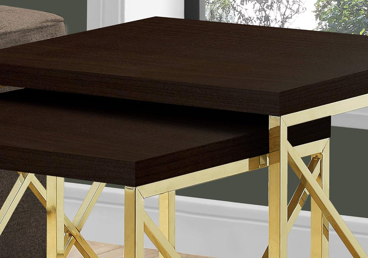 Brown Gold Metal Nesting Table Set F103