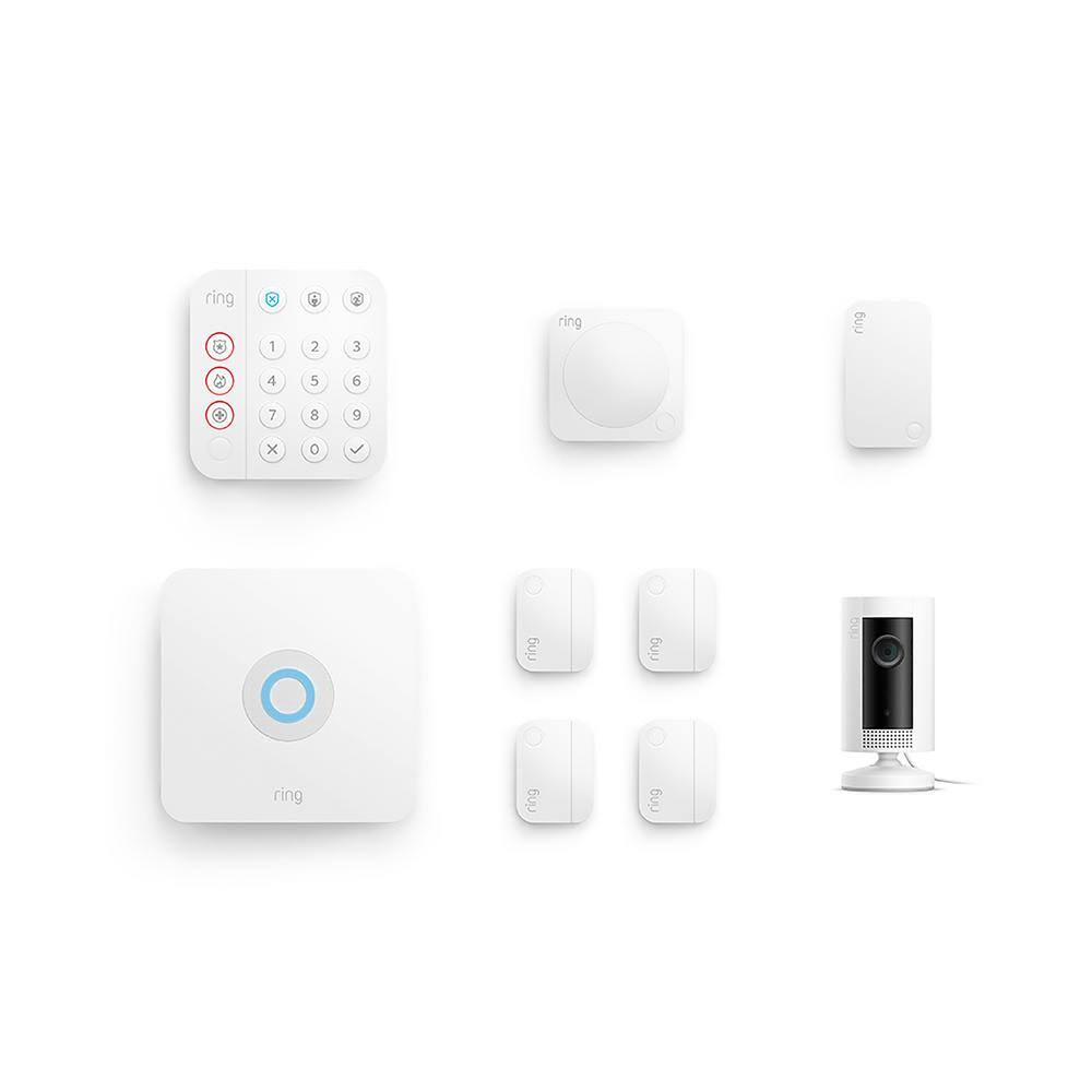 White 8-Piece Wireless Home Security Kit with Indoor Cam H901