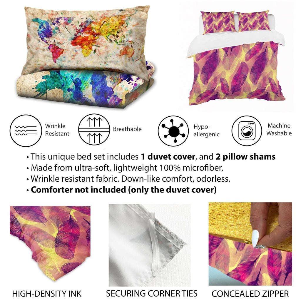 Teal Cherry Blossoms Queen Fabric Duvet Cover Set P584740