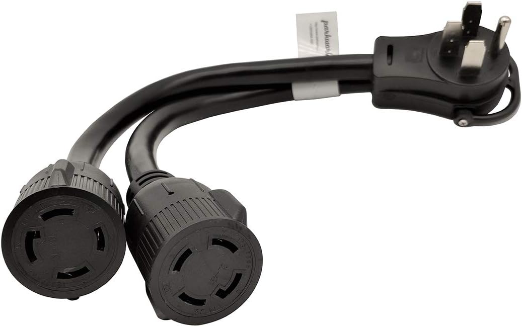 V Splitter Cord 14-50P to (2) L14-30R, 50 AMP 4-Prong, 125V / 250V, 1.5FT, Pack of 2 Z152