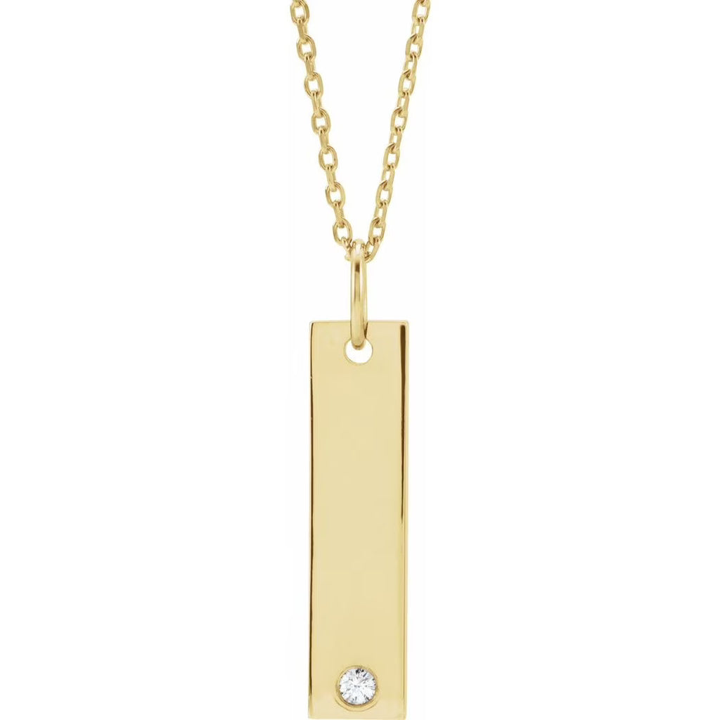 Polished .03 Carat Diamond Bar Necklace P9844