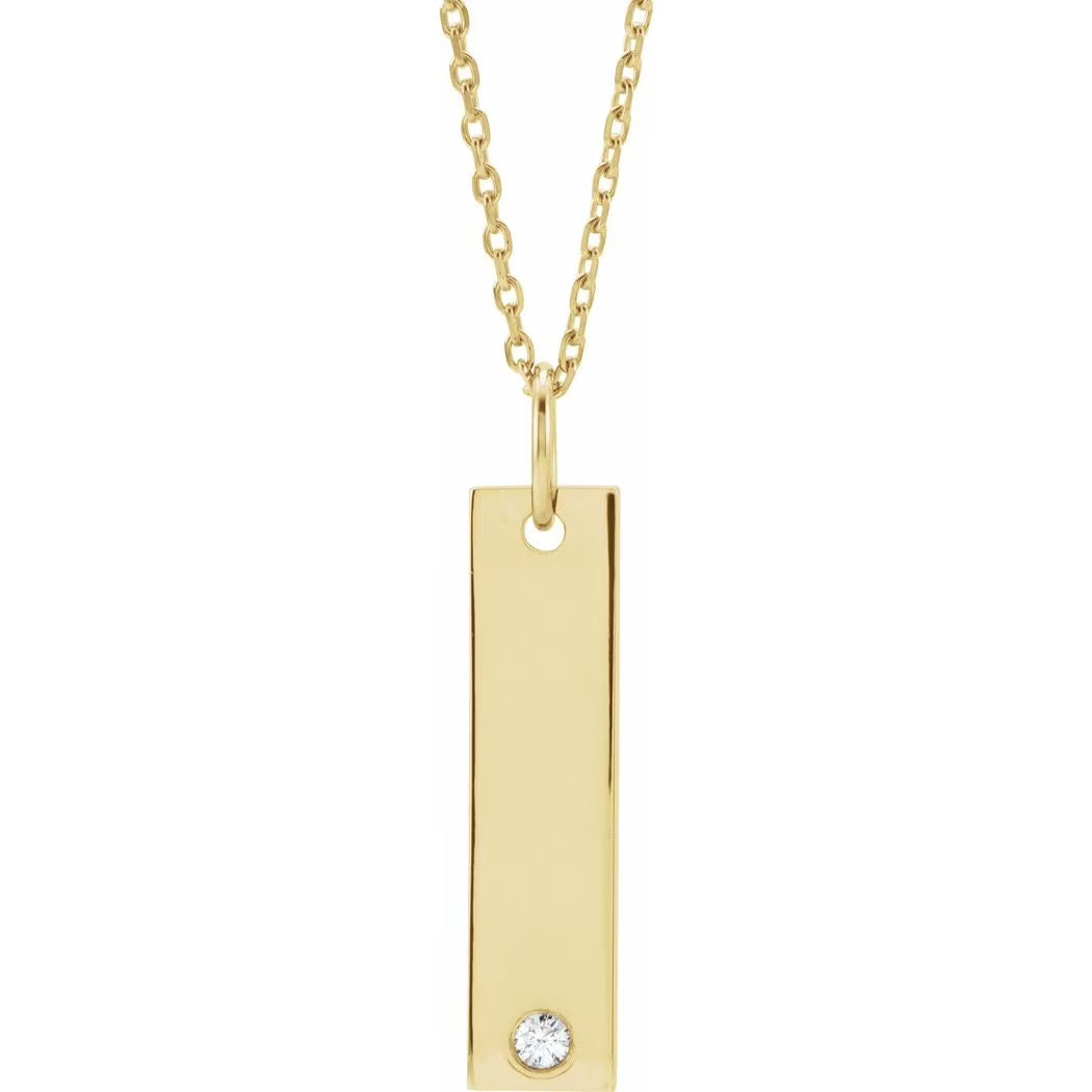 Polished .03 Carat Diamond Bar Necklace P9844