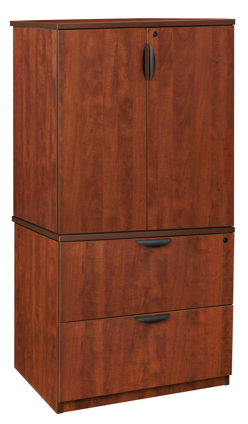 Cherry Lateral File with Stackable Storage Cabinet P205