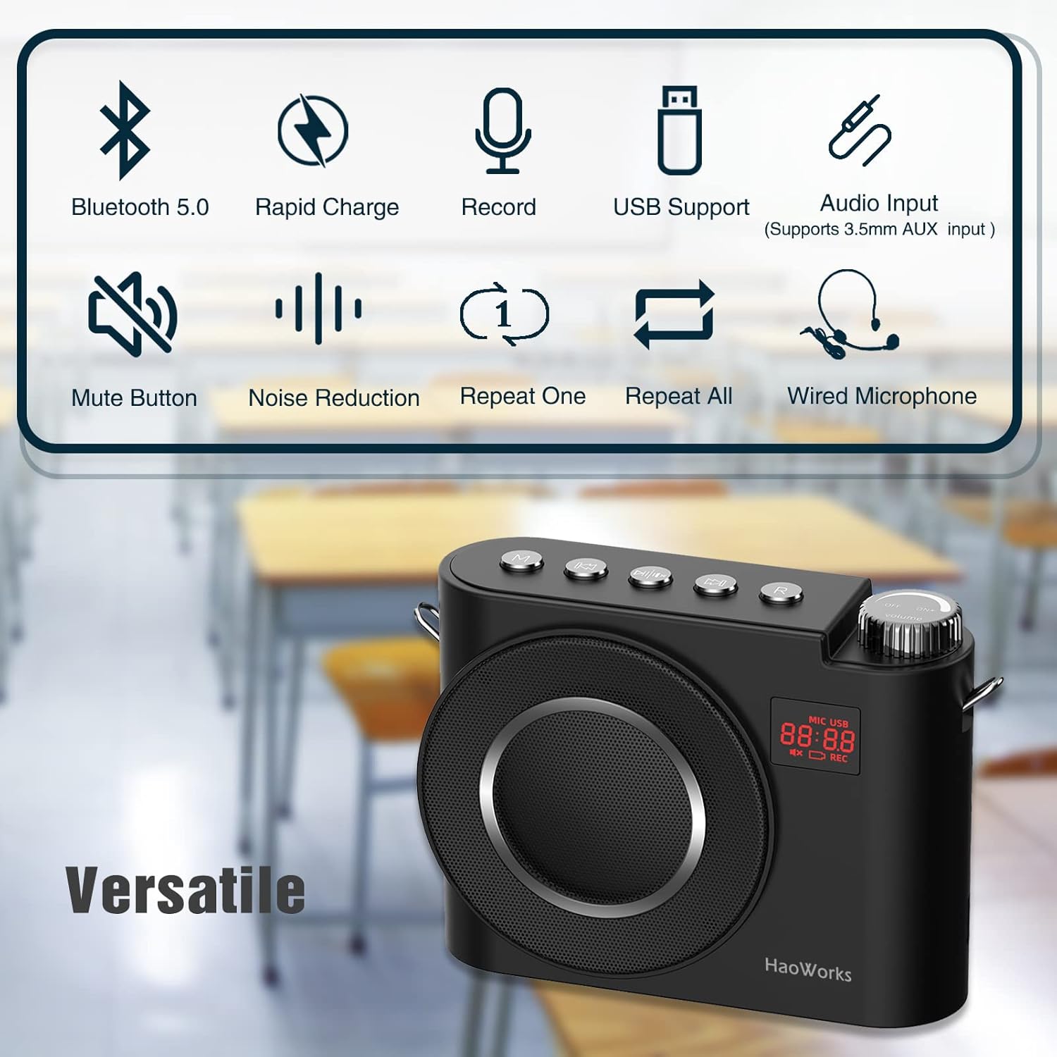 20W Wired Microphone Voice Amplifier with Speaker, Bluetooth Mini PA System, Pack of 2 E913