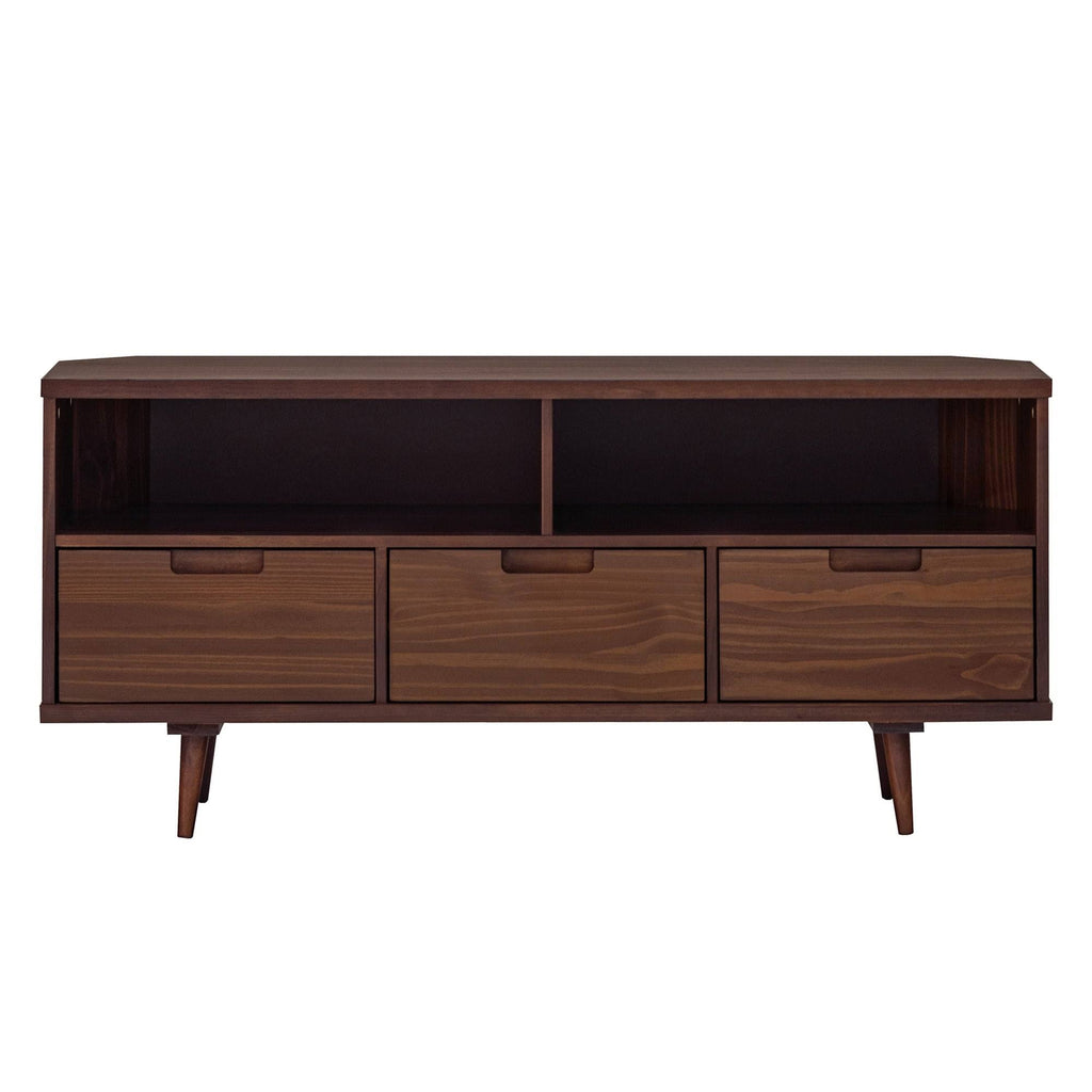 Walnut Mid-Century Corner TV Console F439