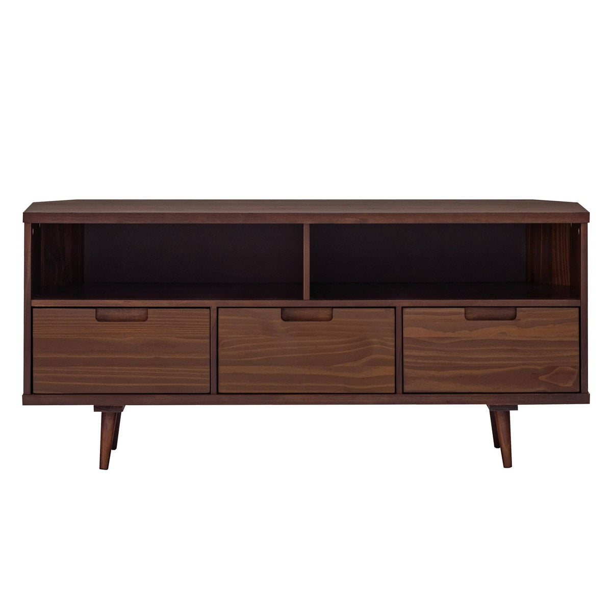 Walnut Mid-Century Corner TV Console F439