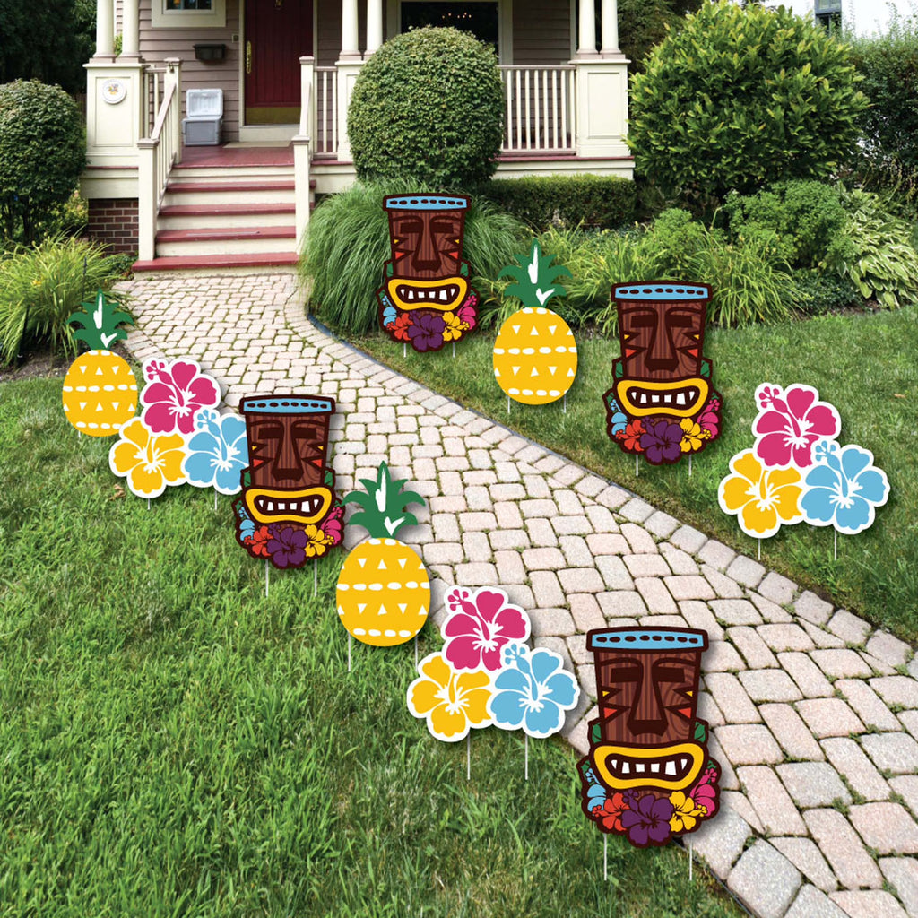 Tiki Luau Lawn Decorations - 10 Piece P91047
