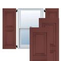 Cottage Red Raised Panel Shutters Pair V280607