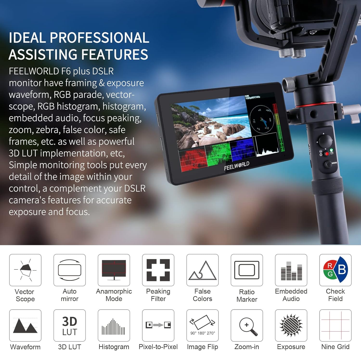 5.5 Inch 4K HDMI Input Output Touch Screen Camera Monitor R65905