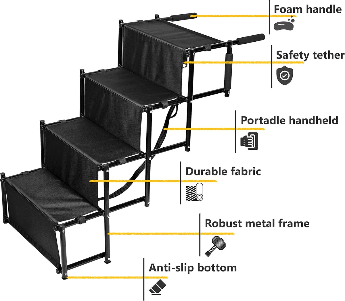 Foldable Car Dog Stairs Metal Ramp Non-Slip Pet Stairs R579