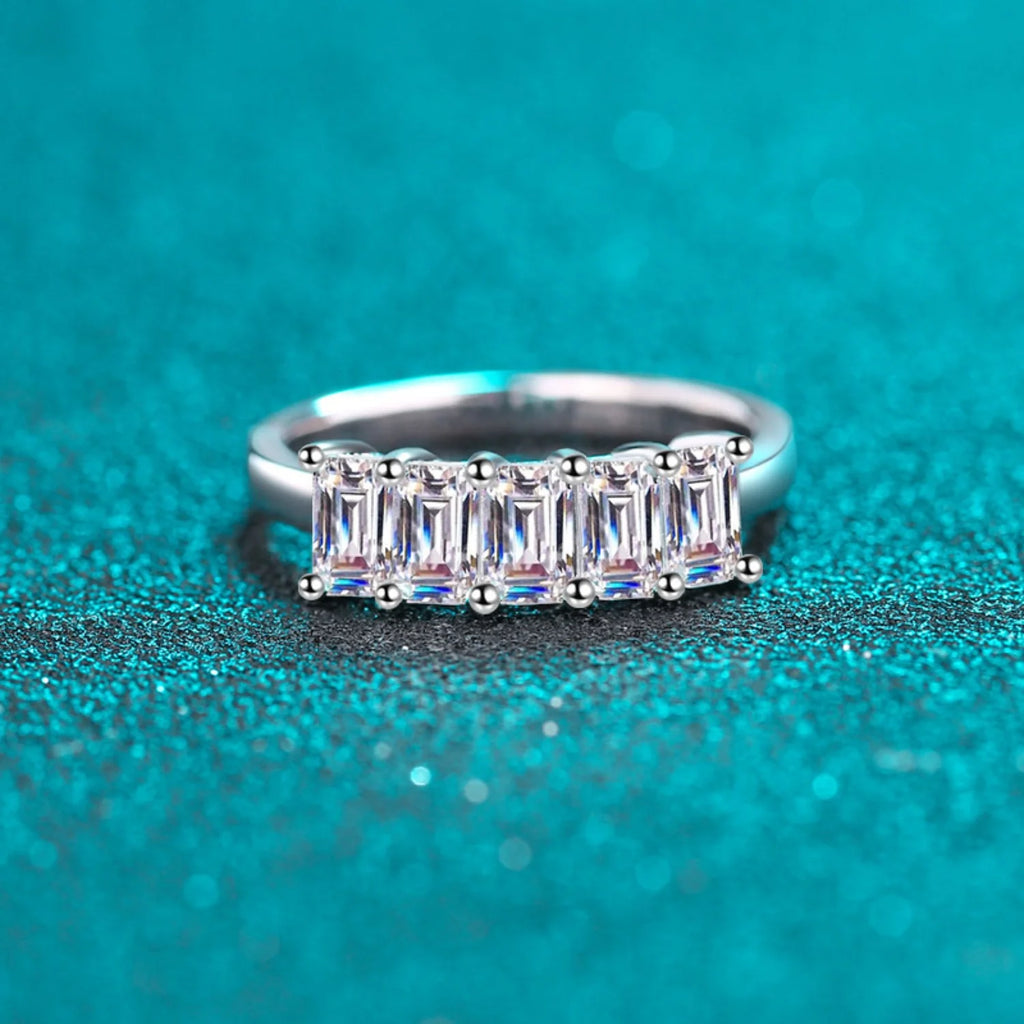 2.5ct D Color Emerald Cut 925 Sterling Silver VVS1 Moissanite Engagement Ring T56424