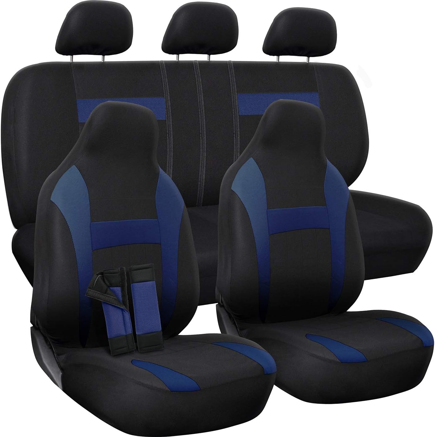 PU Leather Solid Beige Car Seat Cover Full Set S432