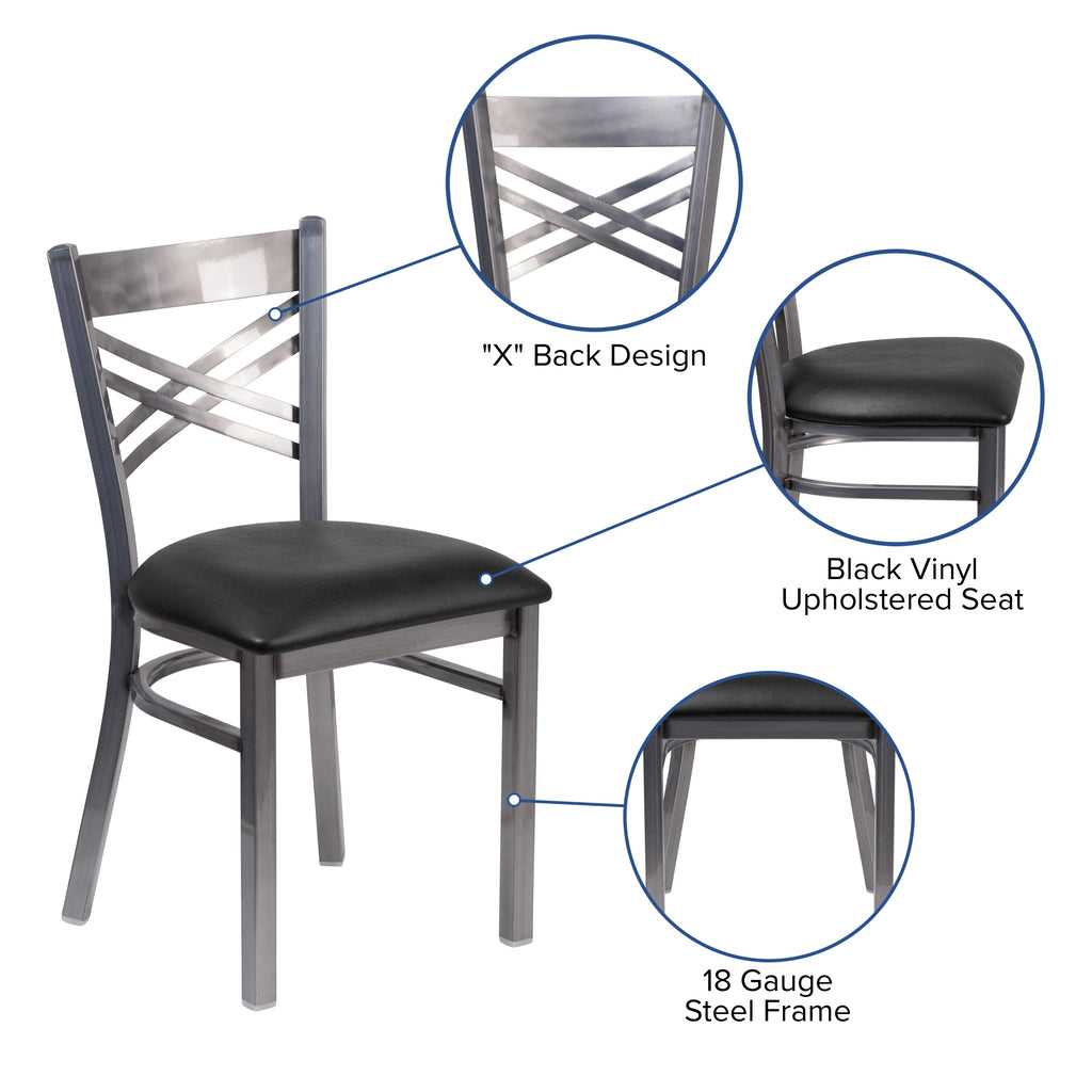 Black Vinyl Seat Metal Restaurant Chair A36643