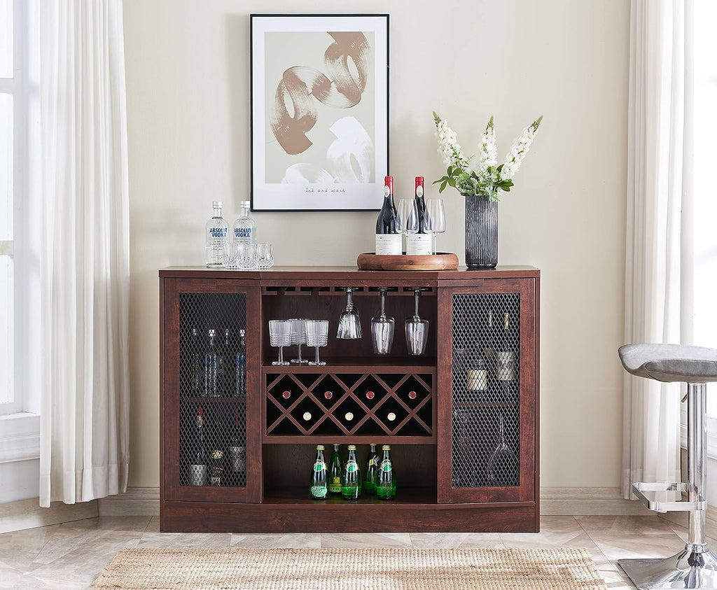 Mahogany Bar Cabinet with Two Wire Mesh Doors O5172