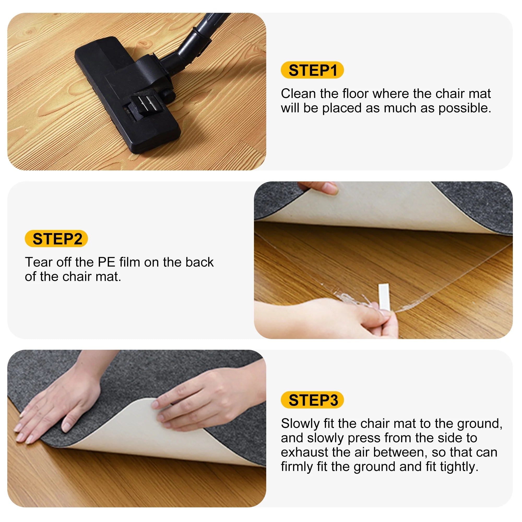 Office Chair Mat for Carpet 55"x35" Hardwood Floor Protector Mat W76793
