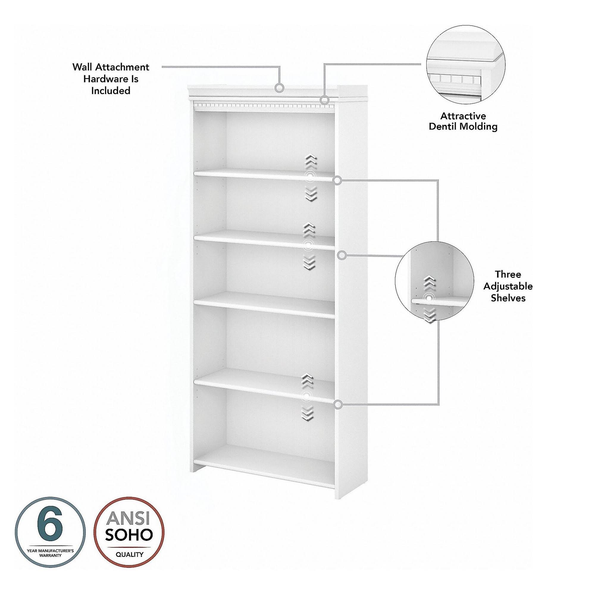 Gray L Shaped Desk with 5 Shelf Bookcase S980