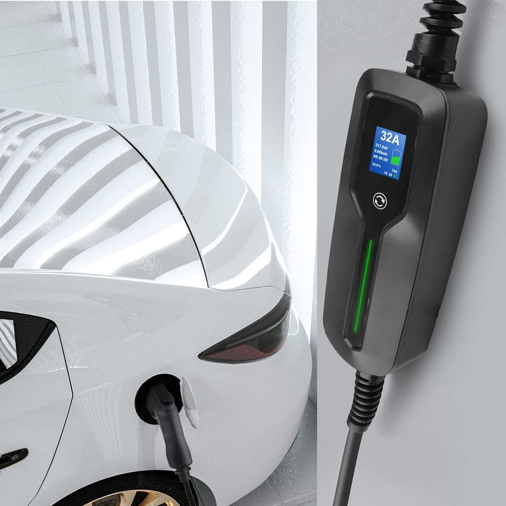 Level 2 EV Charger, 220V 32 Amp 7.68kW, Type 1 & NEMA 14-50 Plug, 25ft Cable D686268