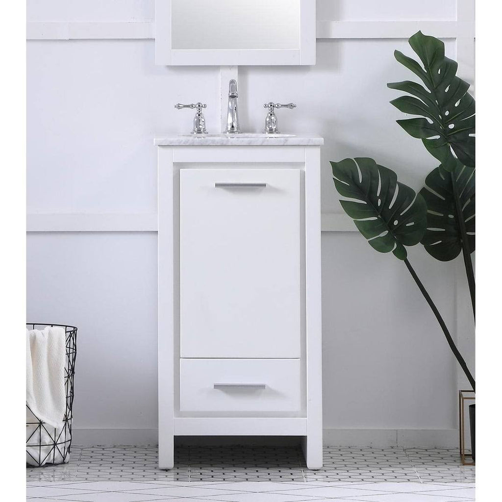 White 18 inch Bathroom Vanity Cabinet Set with Marble Top I710