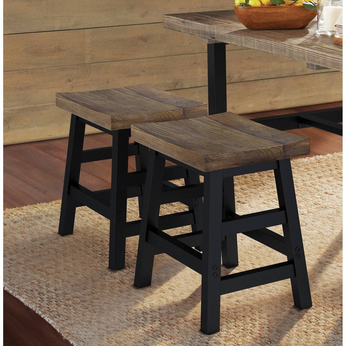 Reclaimed Wood Barstool with Metal Legs R63998