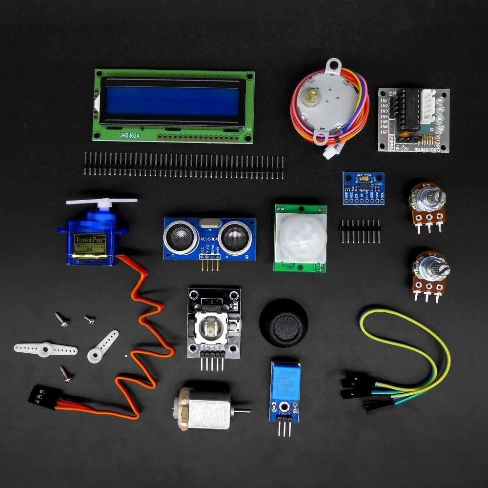 Mega2560 LCD1602 Servo Stepper Motor Sensors Breadboard Jumper Wire Resistor Capacitor Transistor STEM Electronic Projects Starter Kit W23591