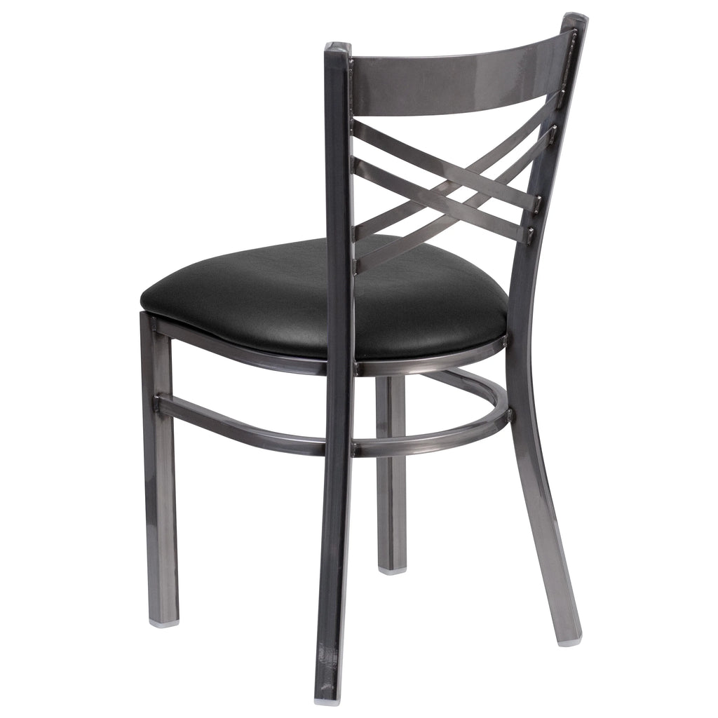 Black Vinyl Seat Metal Restaurant Chair A36643