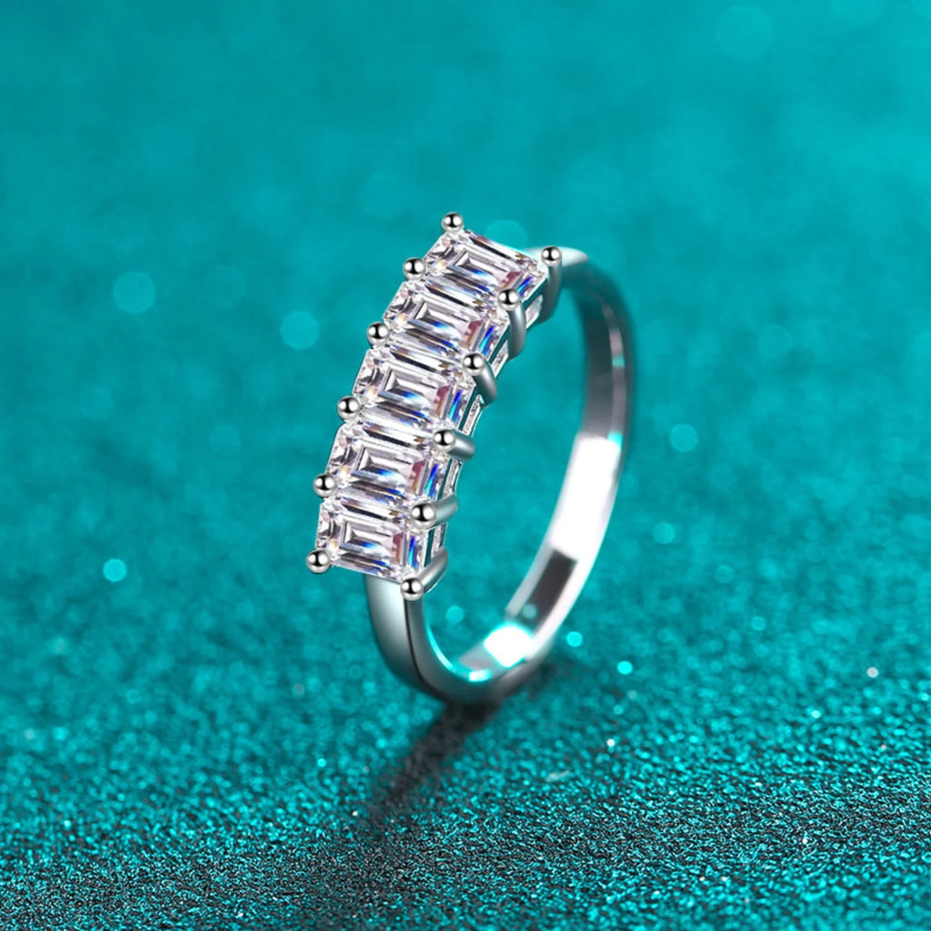 2.5ct D Color Emerald Cut 925 Sterling Silver VVS1 Moissanite Engagement Ring T56424