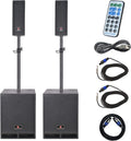 4000W 12-inch PA Speaker System Combo Set with Remote Control, Line Array Speakers with Built-in MP3 USB FM SD Card Bluetooth & Subwoofer M821177