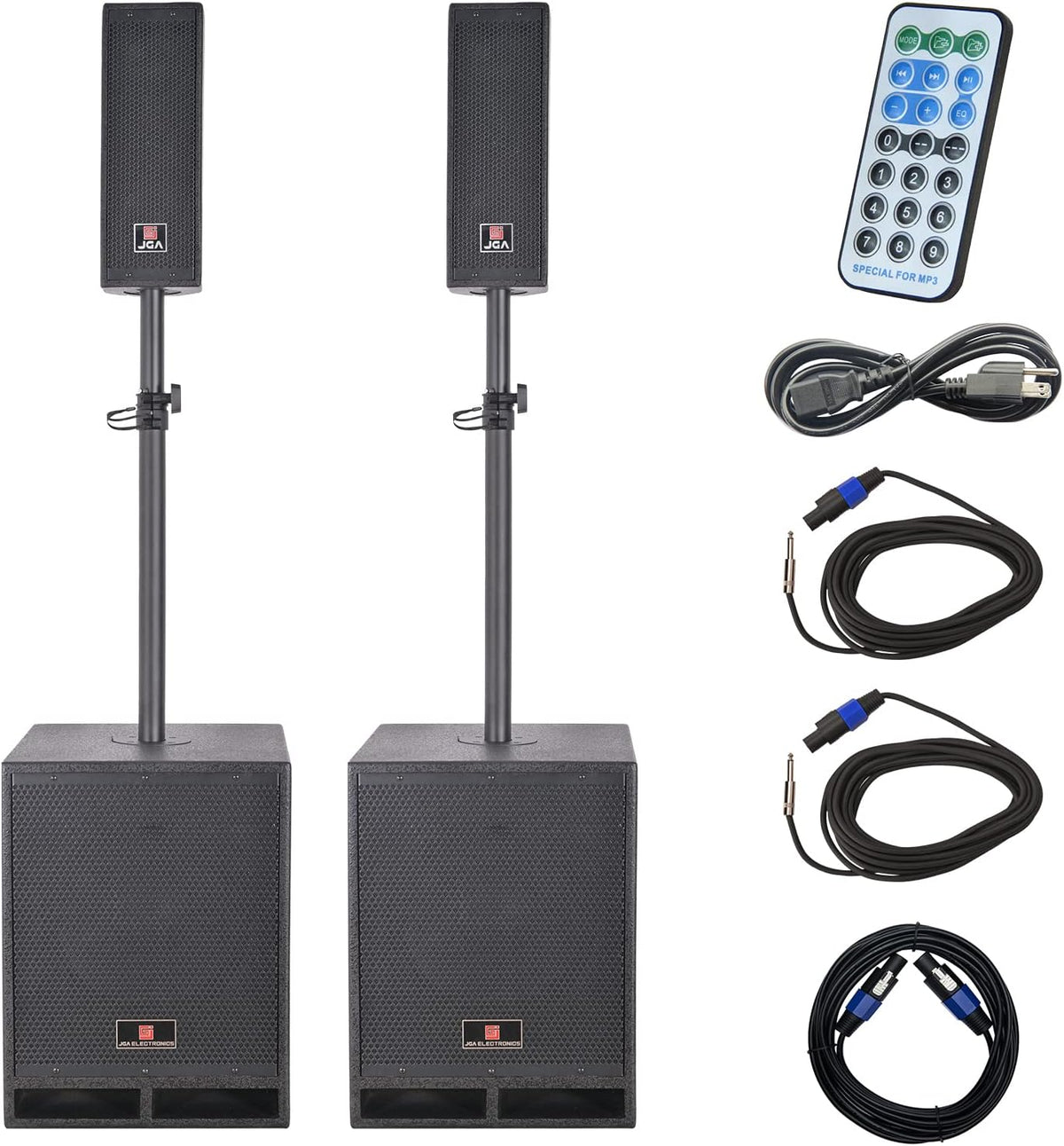 4000W 12-inch PA Speaker System Combo Set with Remote Control, Line Array Speakers with Built-in MP3 USB FM SD Card Bluetooth & Subwoofer M821177