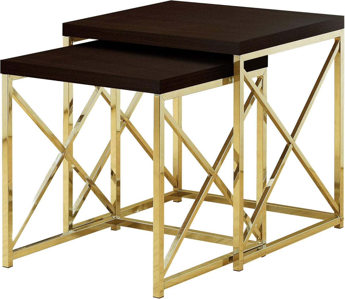 Brown Gold Metal Nesting Table Set F103