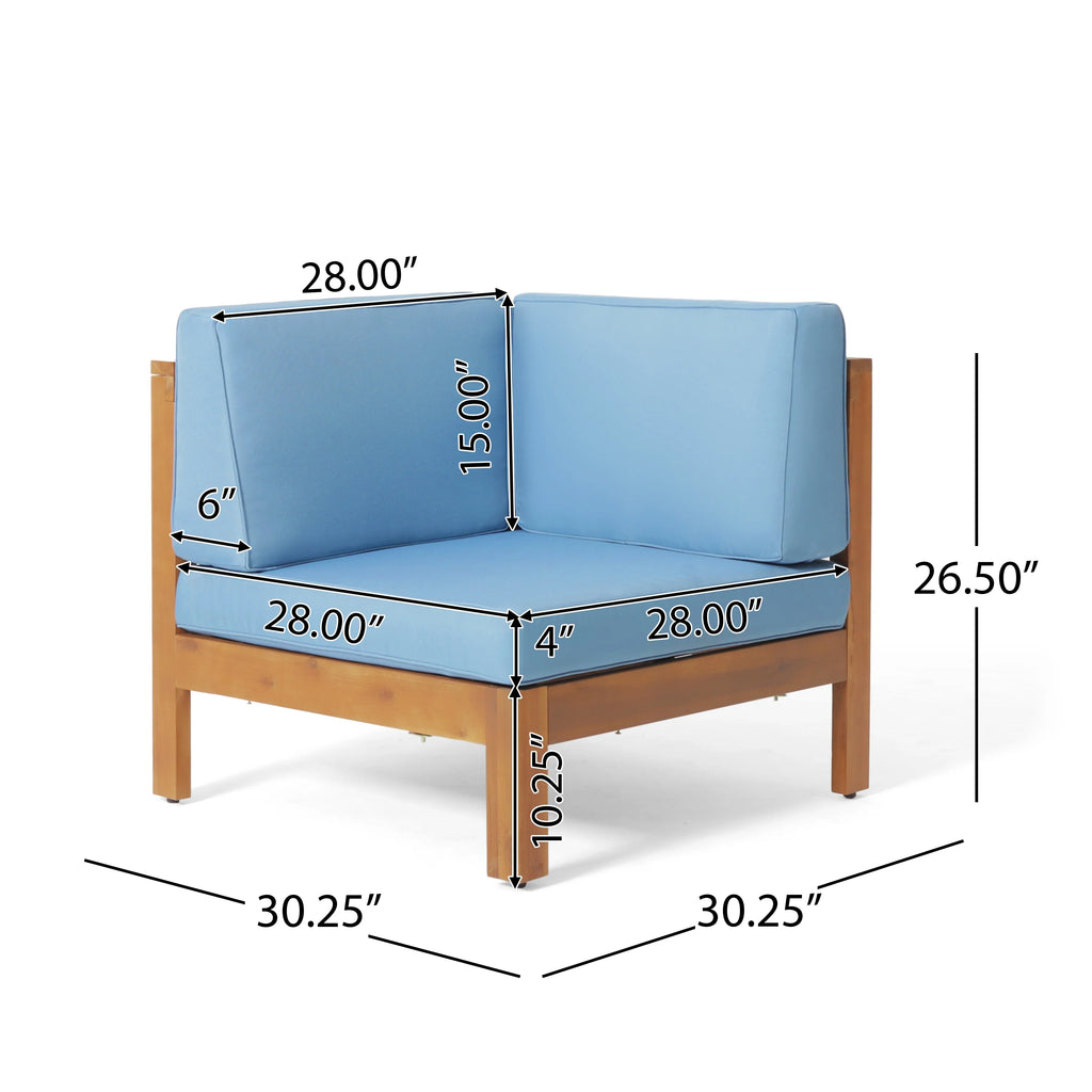 Blue Teak Finish Acacia Wood Sectional Sofa Set X5965