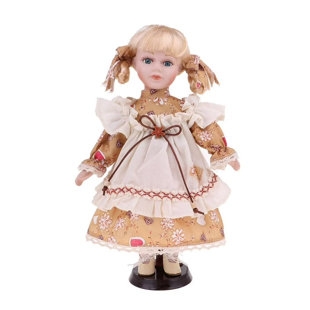 30cm Porcelain Doll Girl Figures with Stand Q893