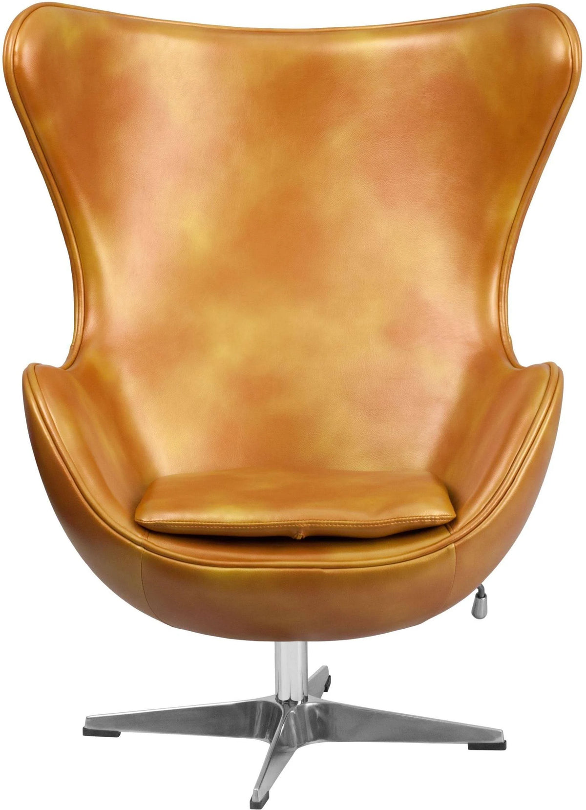 Gold Leather Egg Chair with Tilt-Lock Mechanism N249089