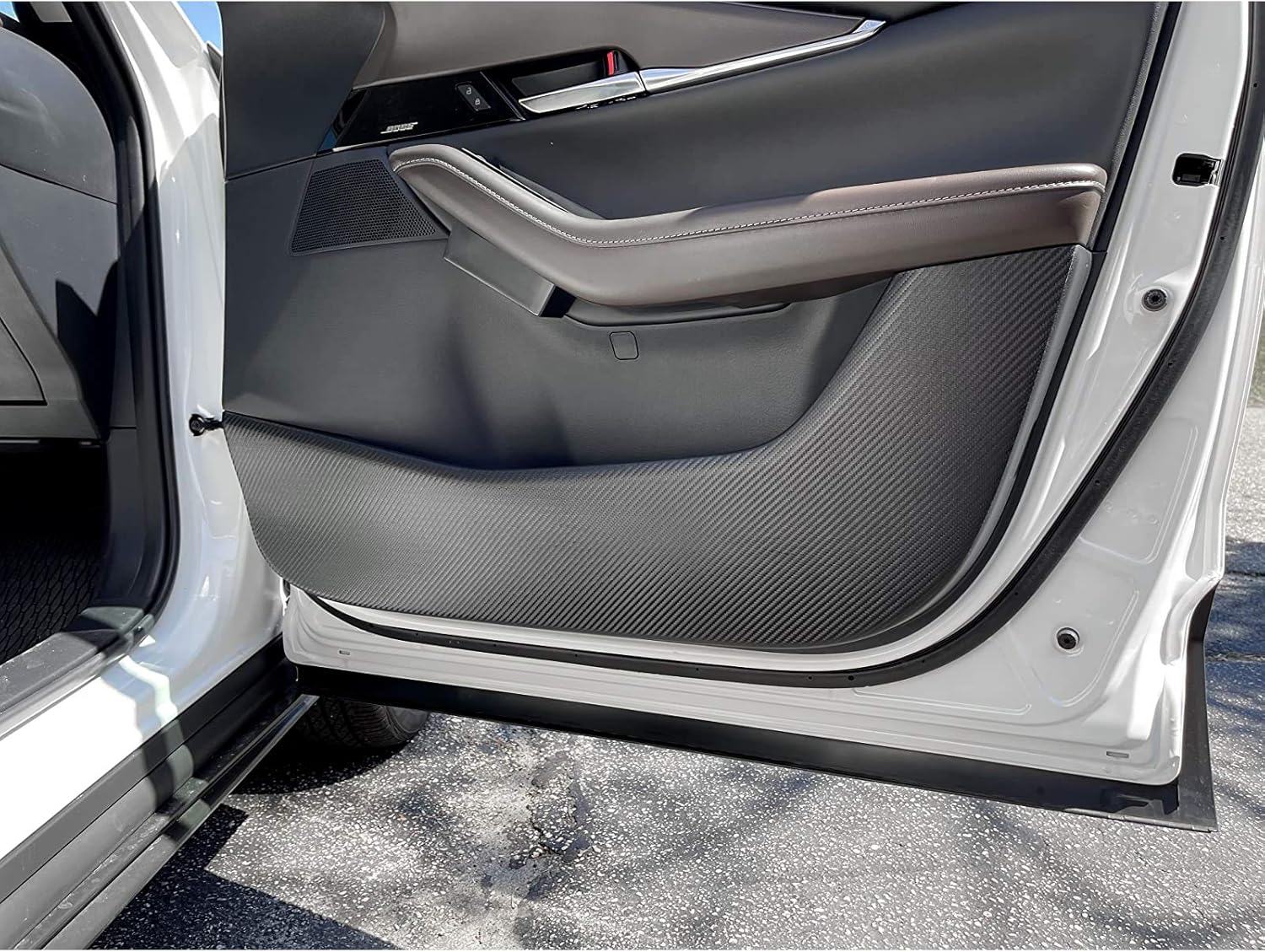 Door Anti-Kick Pad Mats Side Edge Protection Mats Cover Sticker for Mazda CX-30 2019 2020 (Carbon Fiber) U10644