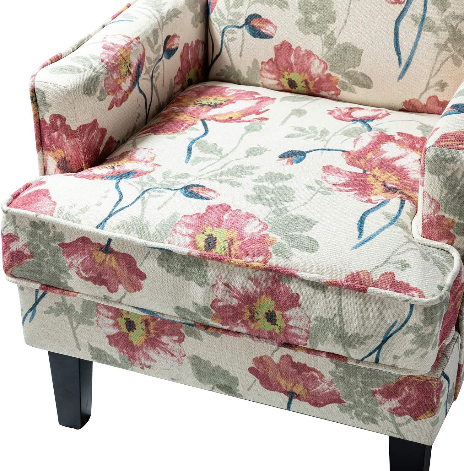 Red Fabric Club Chair Set Of 2 with Rubber Wood Legs A28274