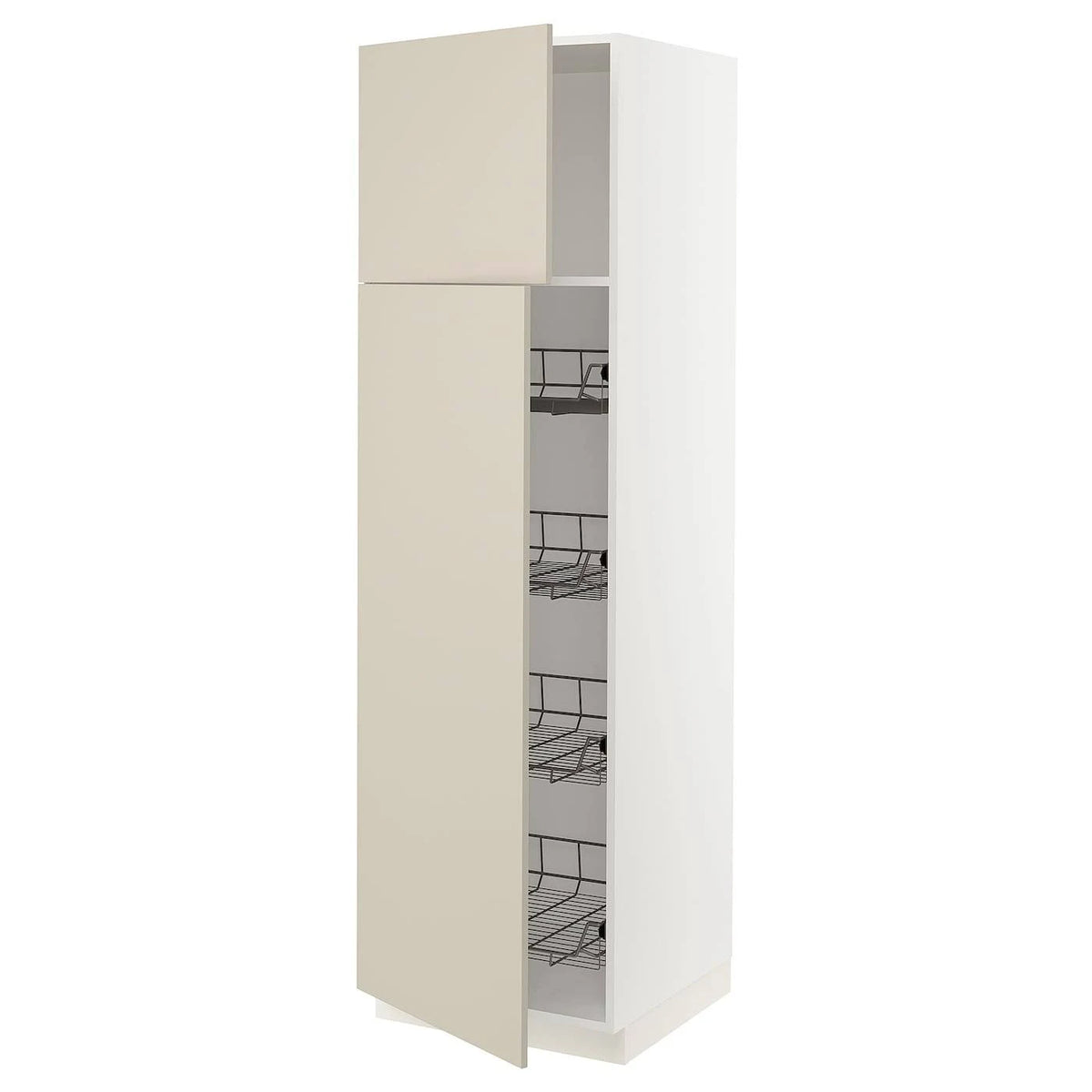 White High Cabinet with Door and Wire Baskets F822200