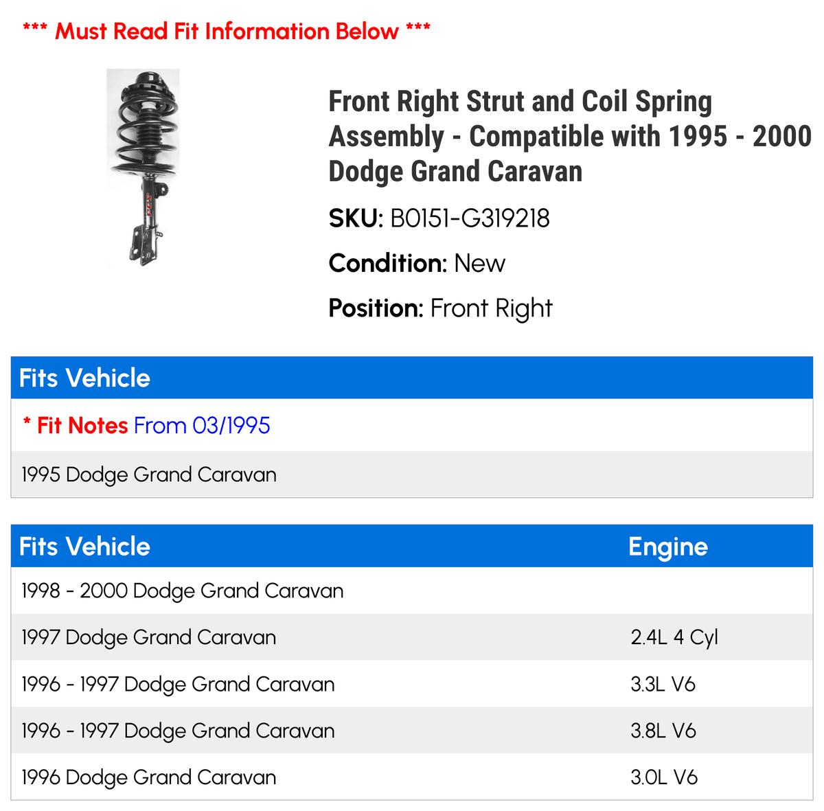 Front Right Strut and Coil Spring Assembly Y91621