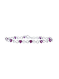 Sterling Silver Heart Lab-Created Ruby Diamond Infinity Bracelet 7 Cttw I472740