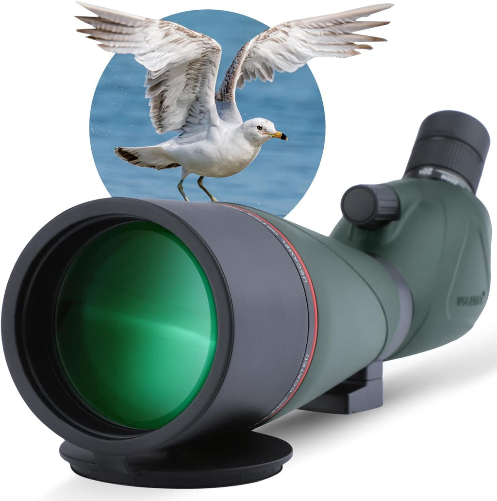 20-60x80 HD Spotting Scope with Tripod Carrying Bag Phone Adapter and Shutter Control Bak4 45° Eyepiece Telescope V305
