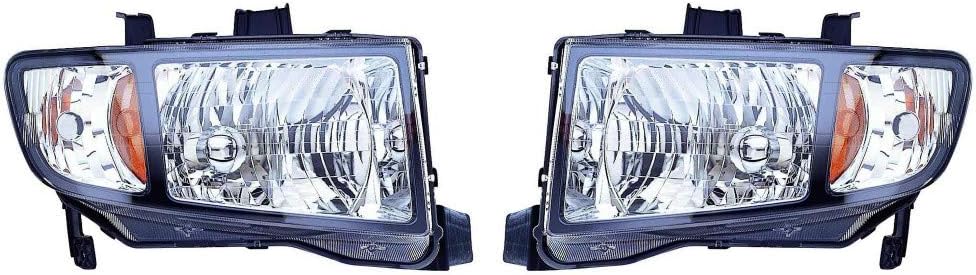 Headlight Assembly Pair for Honda Ridgeline 2006 2007 2008 Black Housing T951