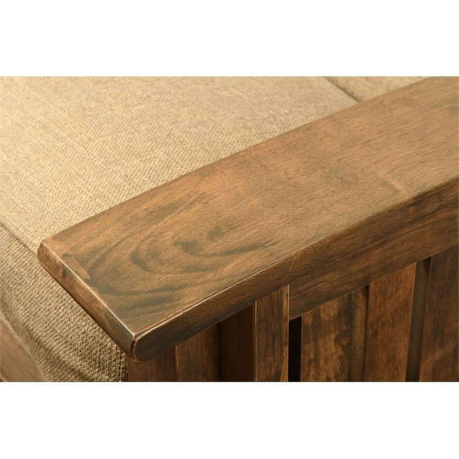 Queen-size Wood Futon with Suede Blue Mattress J8169