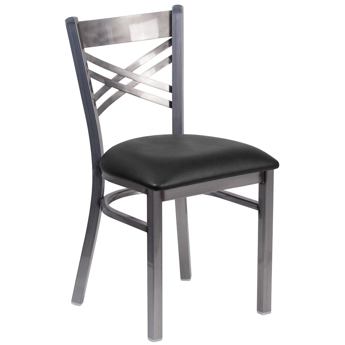 Black Vinyl Seat Metal Restaurant Chair A36643