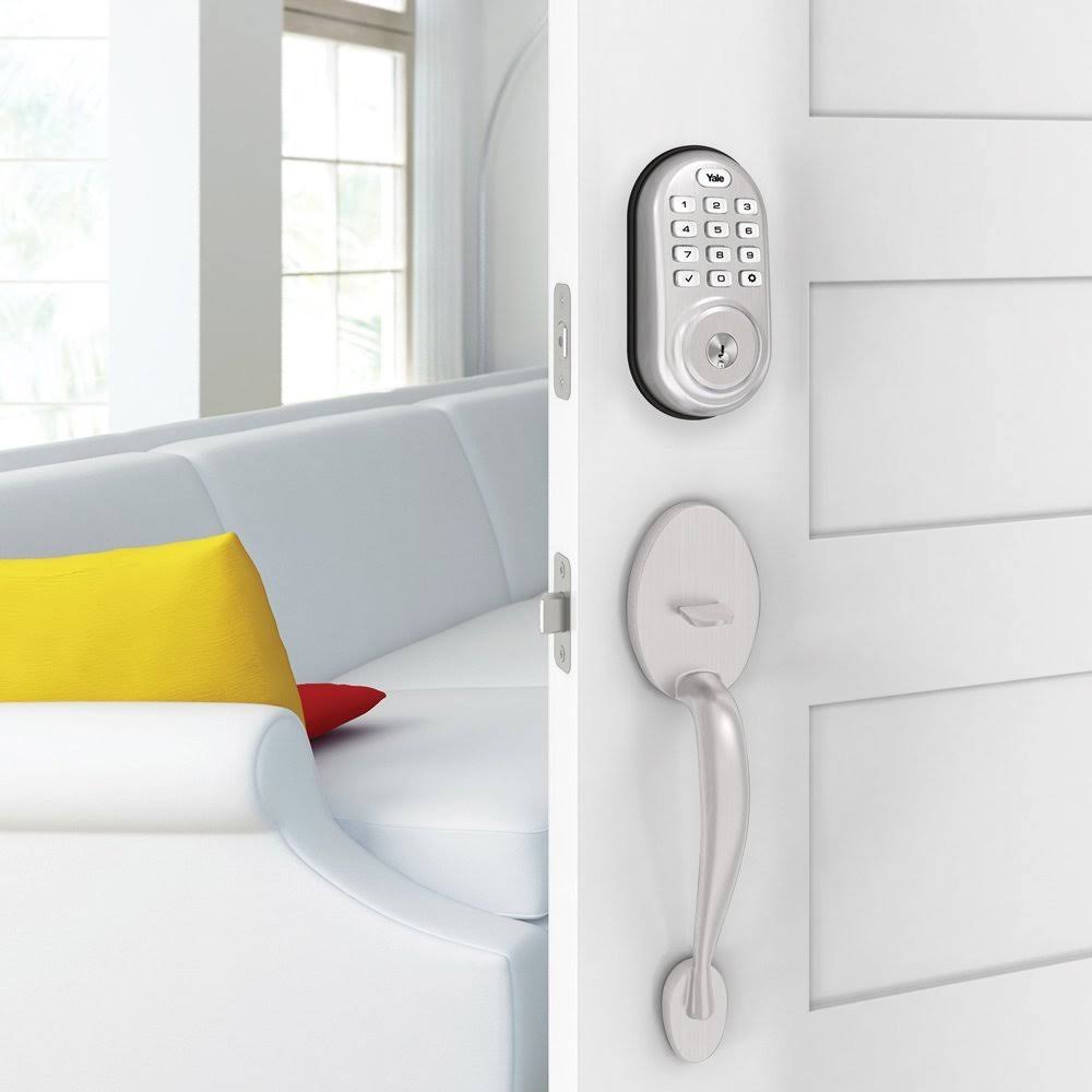 Satin Nickel Finish Push Button Deadbolt with Bluetooth R3659