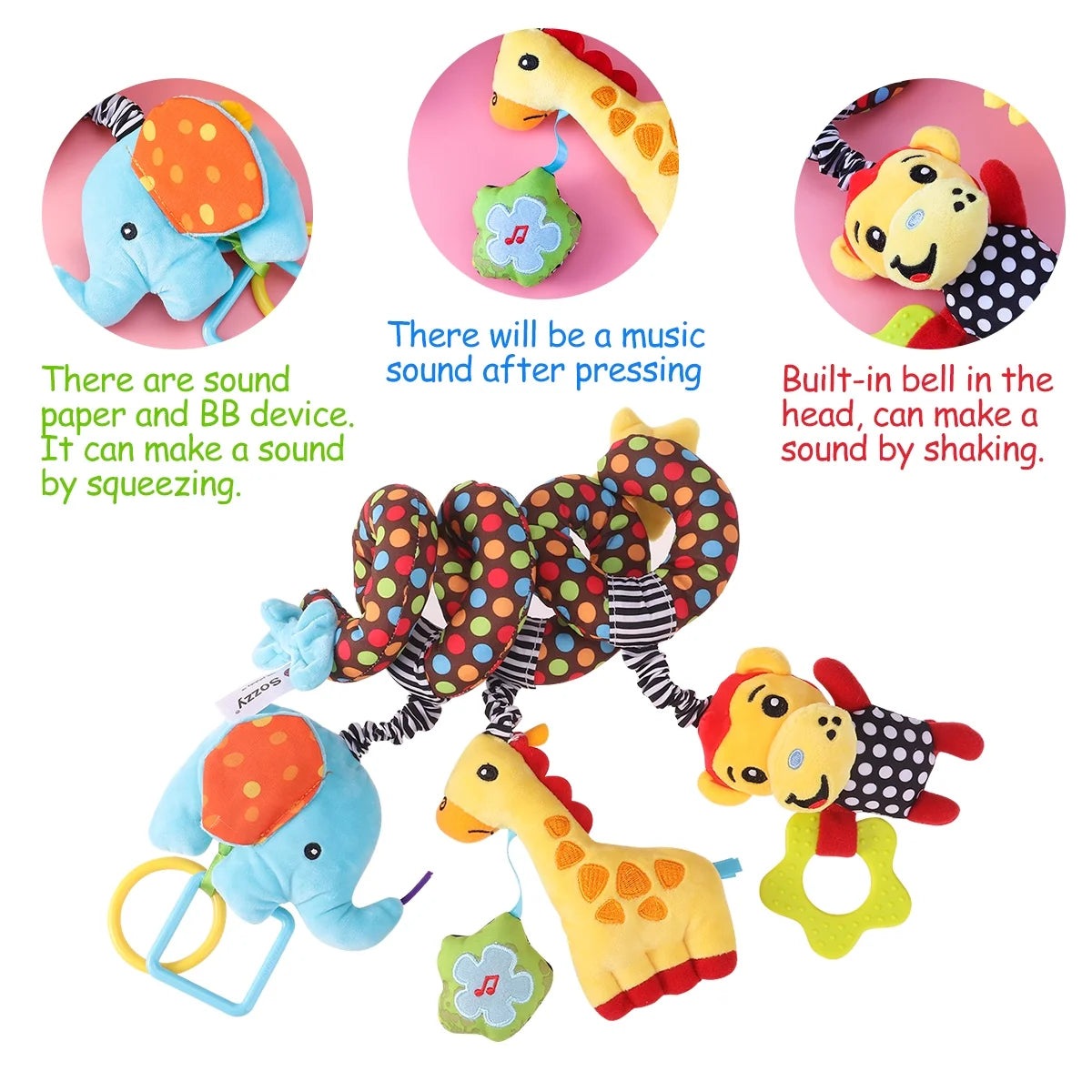 Infant Baby Activity Spiral Bed & Stroller Toy Plush Toy Y84190
