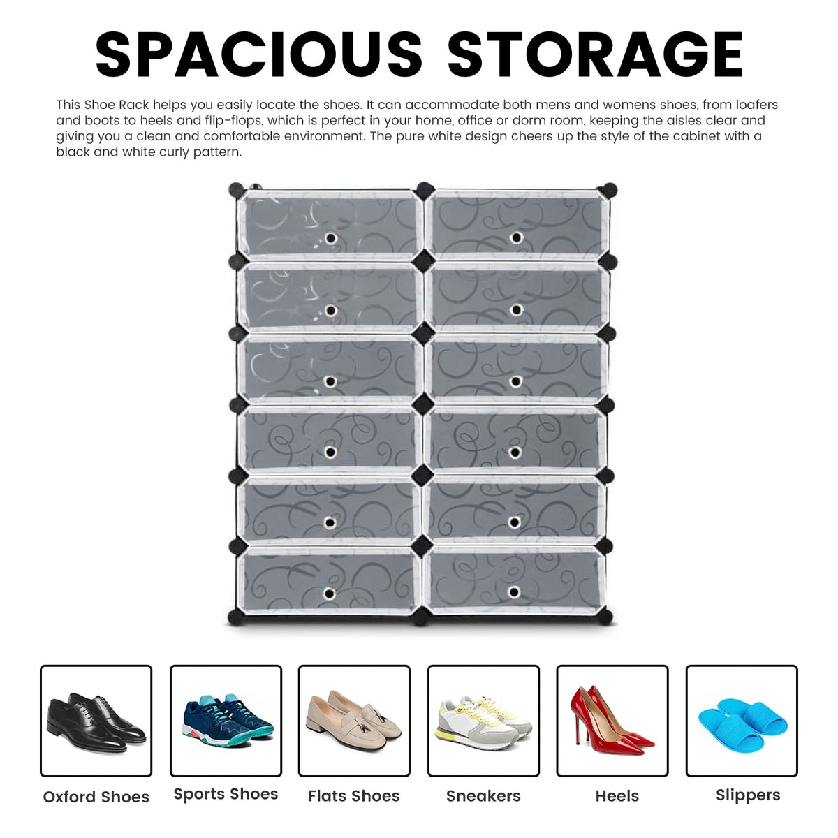 12 Cubic 6-Tier Shoe Rack Shelf Cabinet Storage Closet Organizer S855