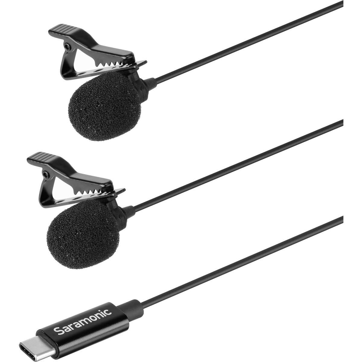 Dual Clip-On Lavalier Microphone with USB-C Connector, 19.7 Foot Cable A34412