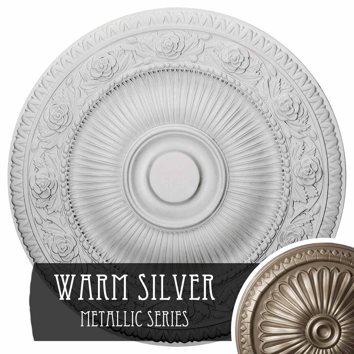 24 1/4 inch x 2 inch Ceiling Medallion, Hand-Painted Warm Silver E3949