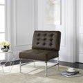 Antique Taupe Tufted Leather Accent Chair Y758793