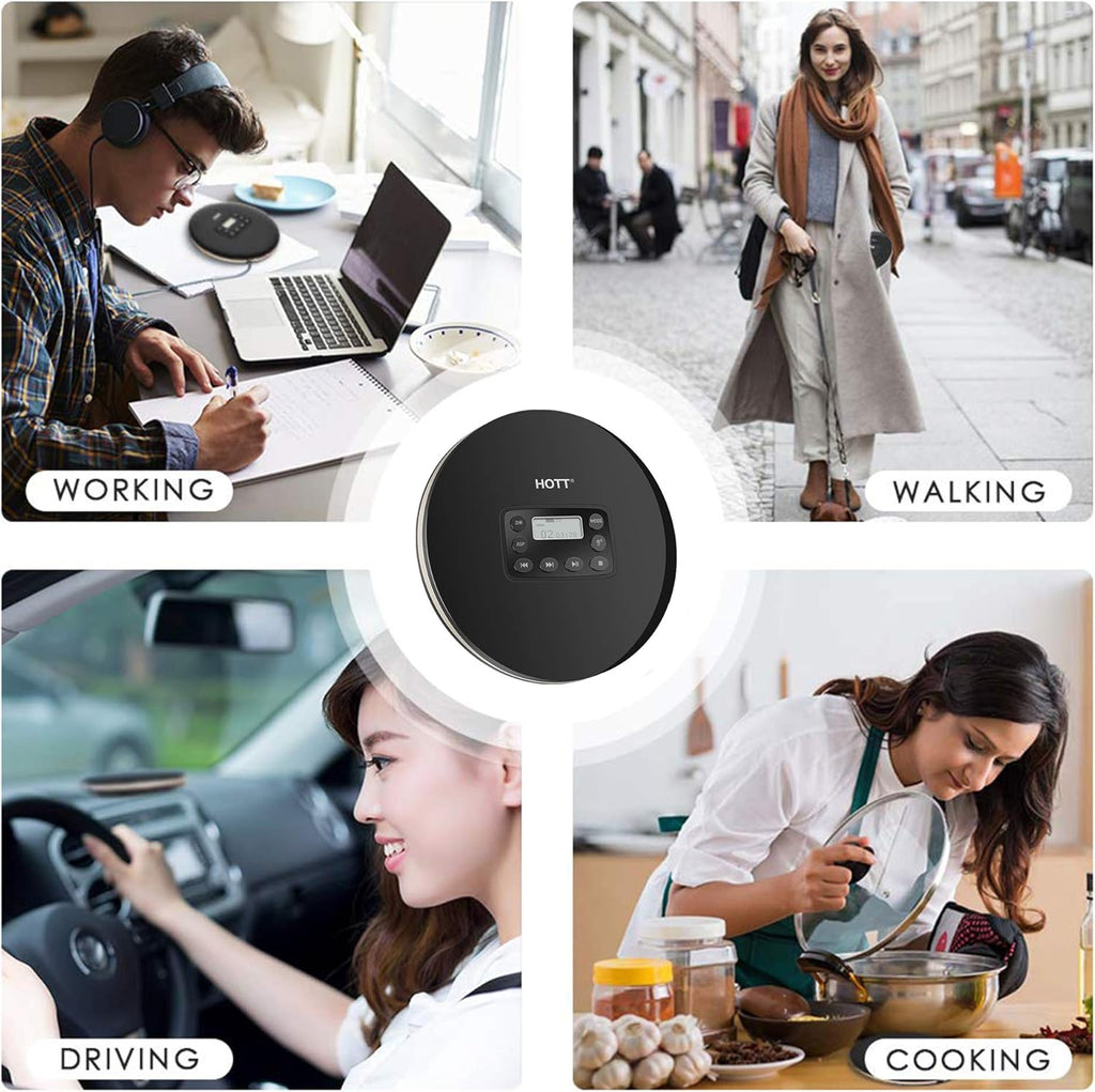 Black Rechargeable Portable CD Player Pack of 2 Q20224